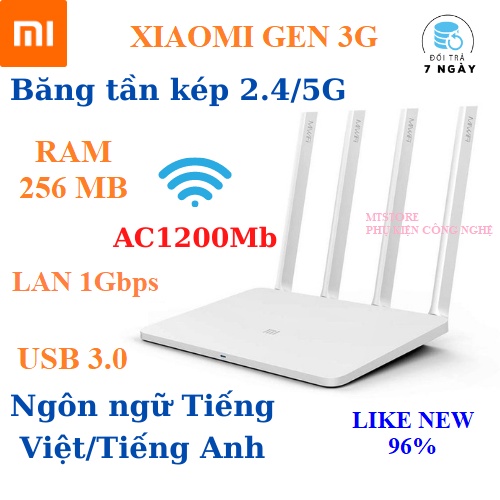 [TIẾNG VIỆT] Router wifi Xiaomi Gen3G AC1200Mbps cổng Lan 1Gbps băng tần kép xuyên tường, kích sóng wifi Tiếng Việt