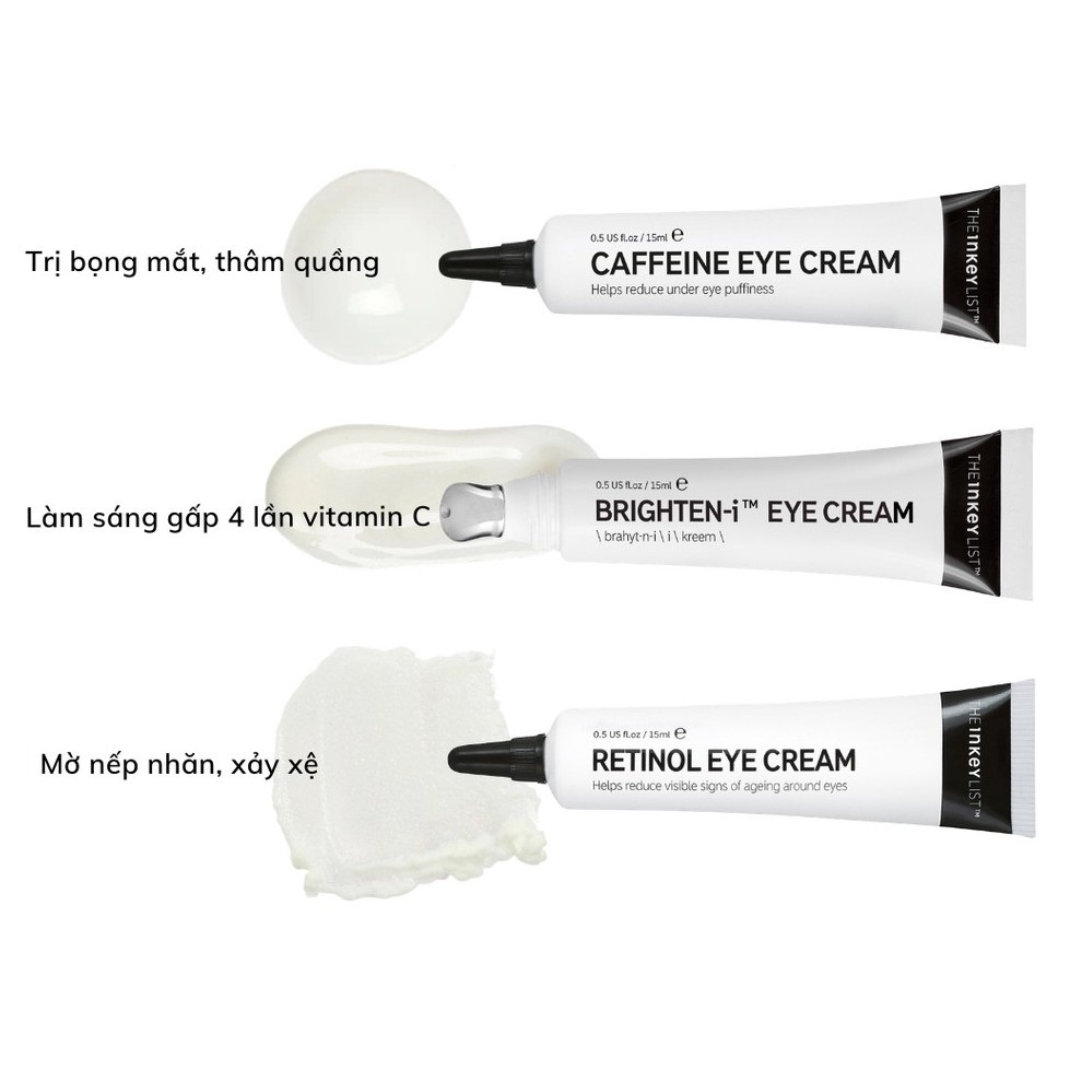 [Auth Full Bill]Kem dưỡng mắt The Inkey List Retinol Eye Cream 15ml