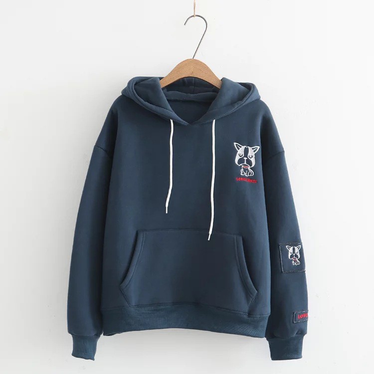 Áo khoác nỉ hoodie thời trang nữ thêu hình cún cute (nhiều màu) | BigBuy360 - bigbuy360.vn
