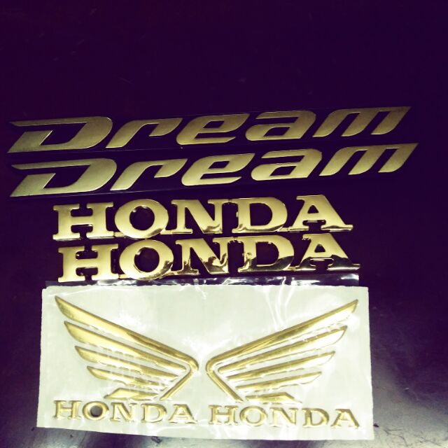 Bộ tem honda Dream vàng chữ nổi 6 miếng