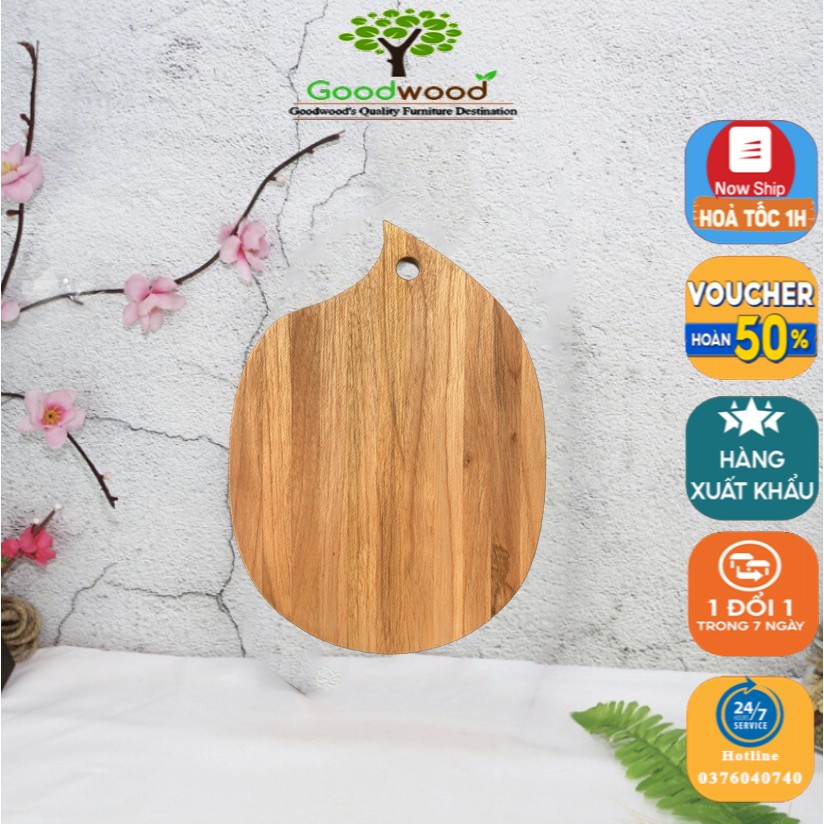 Thớt gỗ teak kháng khuẩn không mùn 290x210x18 mm - Wood Cutting Boards Hàng Xuất Khẩu Châu Âu