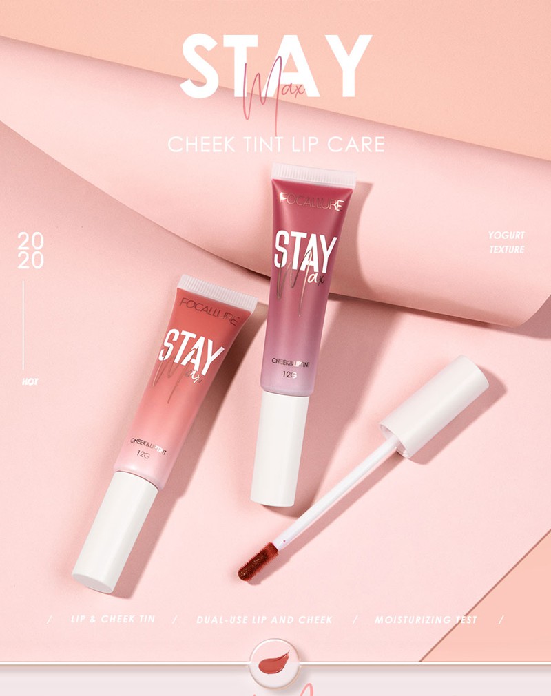 【BooBoom】 Focallure STAYMAX Long Lasting MOISTURIZING Non-stick Lip &amp; Cheek Tint Lip Care