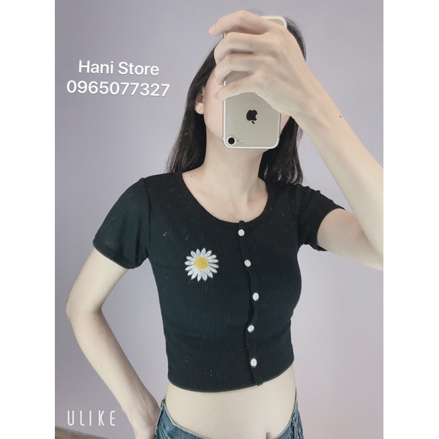 Áo croptop ôm 📣FREESHIP Đơn 250K📣 Áo croptop nút hoa cúc  hàng Quảng Châu Chất Đẹp