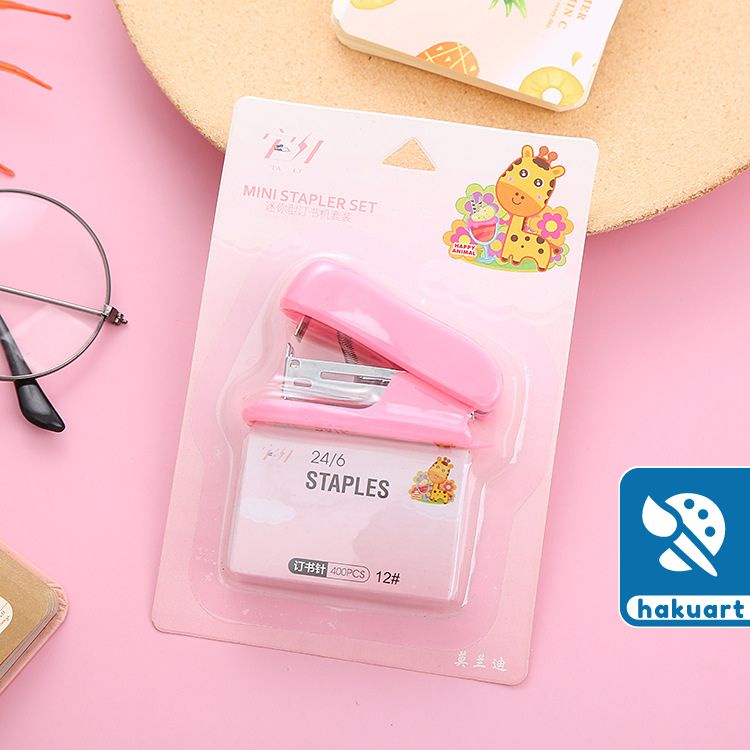 Set Dập Ghim Mini Đồ Bấm và Kim Bấm Stapler Pastel - Văn Phòng Phẩm Haku