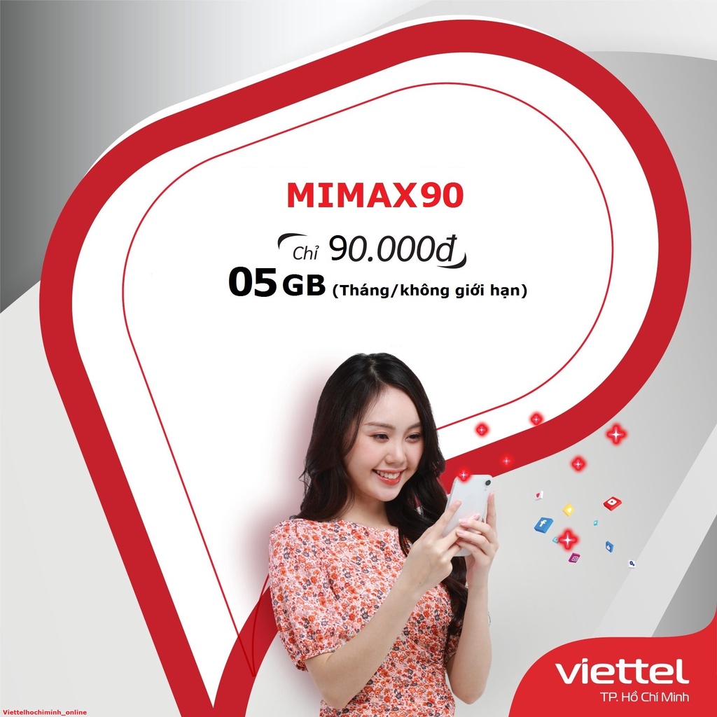 Sim 4G Viettel gói MIMAX90 miễn Phí 5GB tháng