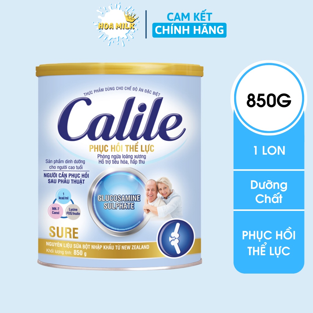 Sữa bột CALILE SURE phục hồi thể lực cho người gầy ốm và suy nhược, cung cấp dinh dưỡng 850g - Hoa Milk
