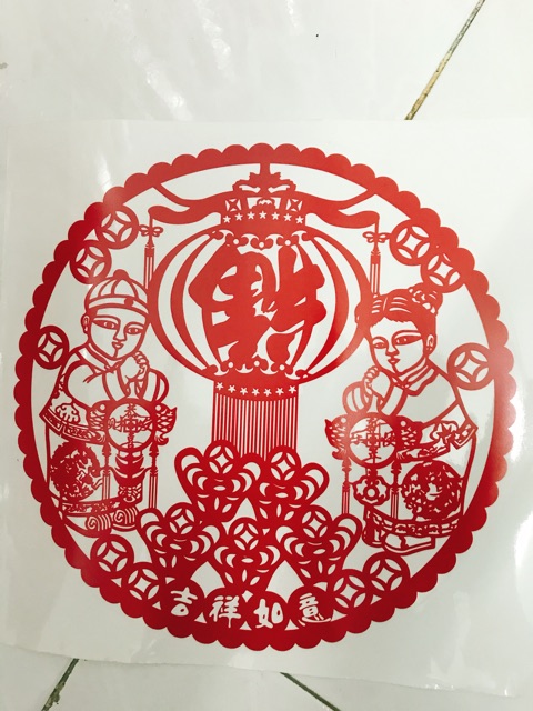 Decal trang trí Tết - Vòng Tròn lớn đỏ ( KÈM VIDEO + ẢNH THẬT )