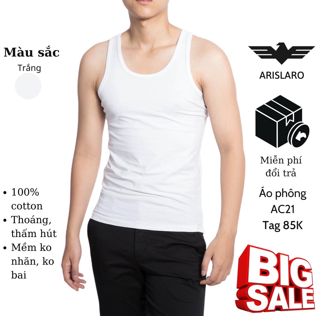 Áo tank top nam Aristino chất liệu 100% cotton mềm mại - AC21 Arislaro