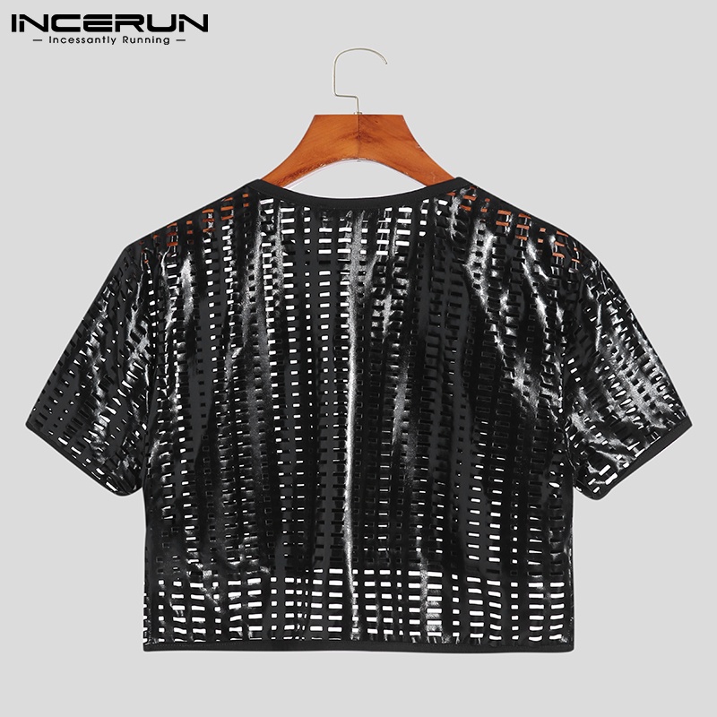 Áo nam INCERUN tay ngắn thiết kế thời trang độc đáo