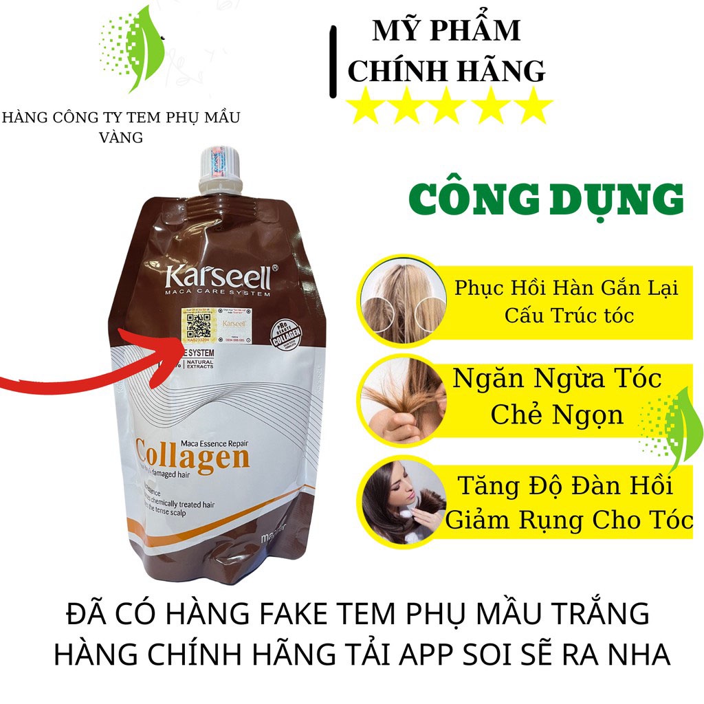 ✅[CHÍNH HÃNG] Kem hấp ủ tóc collagen Karseell phục hồi siêu mượt  500ml phục hồi tóc hư tổn - khô xơ - chẻ ngọn