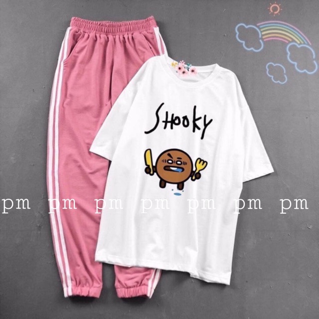 Sét áo Shooky + quần sọc hồng