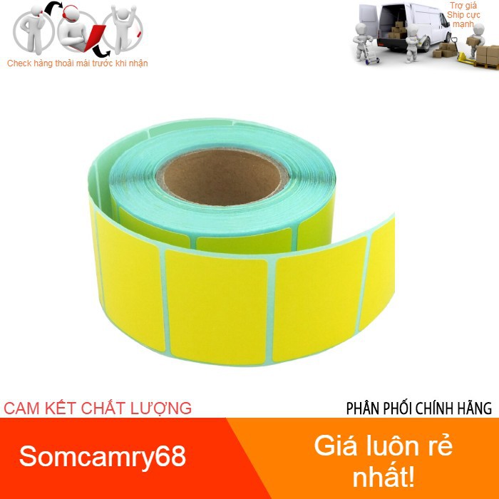 Giấy in mã vạch nhiệt 50x30 mm cuộn 25m - Tem Màu