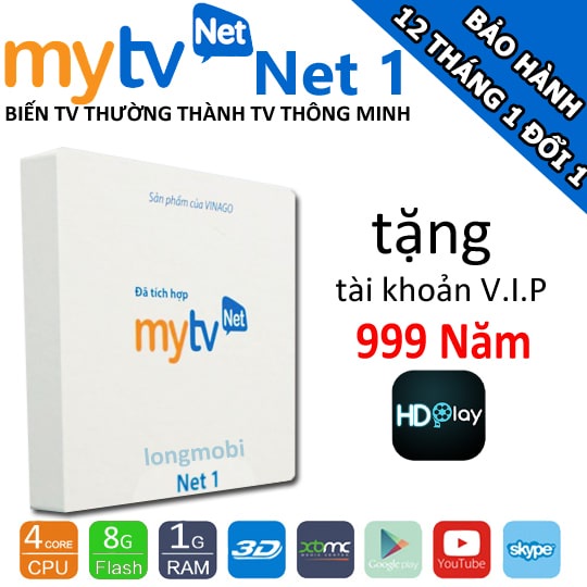 Tivi Box MyTV Net1 RAM 2GB, ROM 16GB Android 7.1.2 - Hàng chính hãng