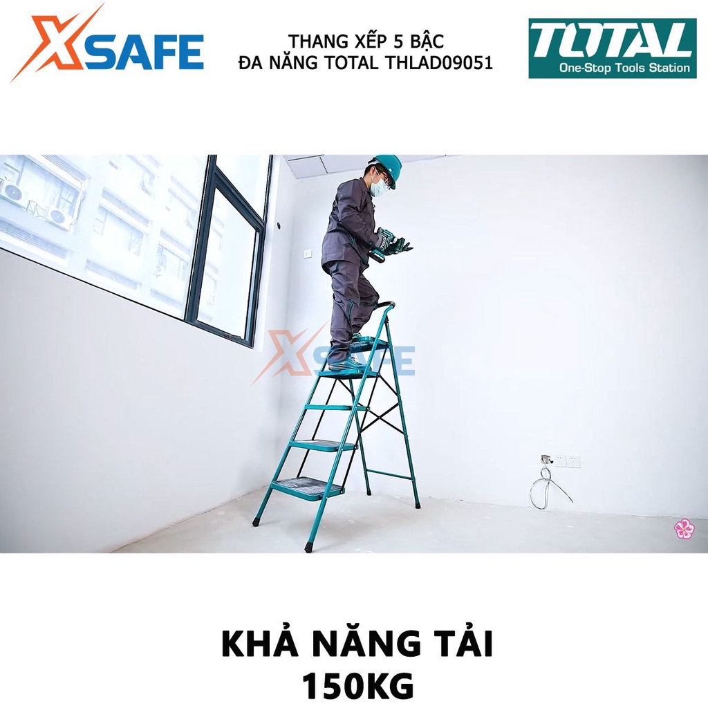 Thang xếp 5 bậc đa năng TOTAL THLAD09051 chất liệu thép, kích thước mỗi bậc thang 380*260mm, khả năng tải 150kg - XSAFE