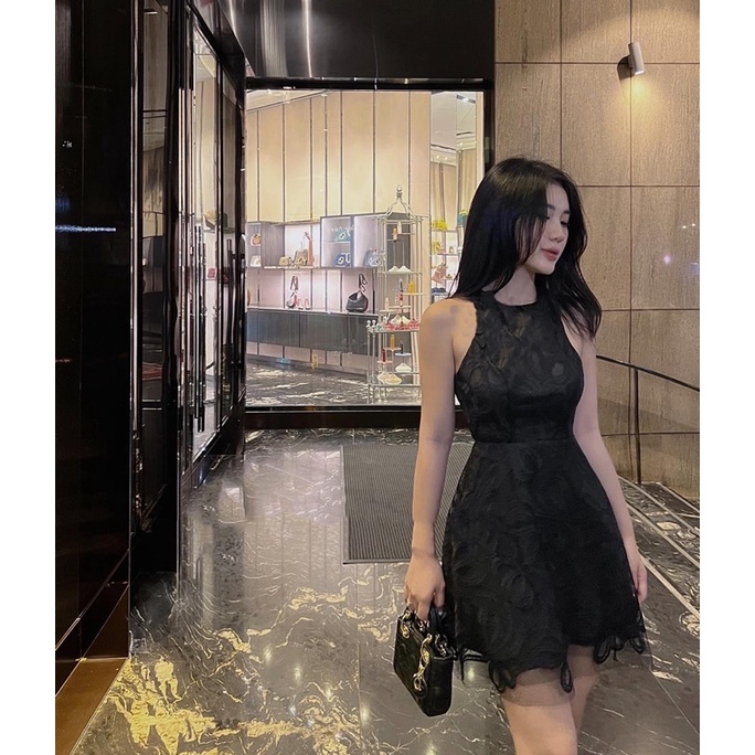 Đầm nữ đầm 2 màu đen trắng giống mẫu lên dáng xinh kèm ảnh thật trải sàn