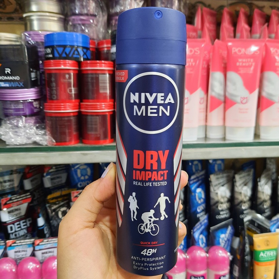 Xịt khử mùi nam Nivea Men Dry Impact Real Life Tested 48H - 150ml