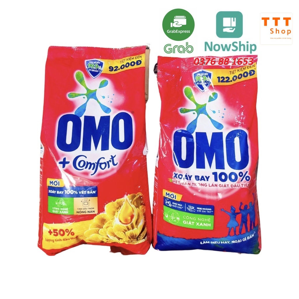 [Hoả Tốc] Bột giặt Omo đỏ 6kg và tinh dầu thơm Comfort 5.5kg hương nước hoa hệ bọt thông minh