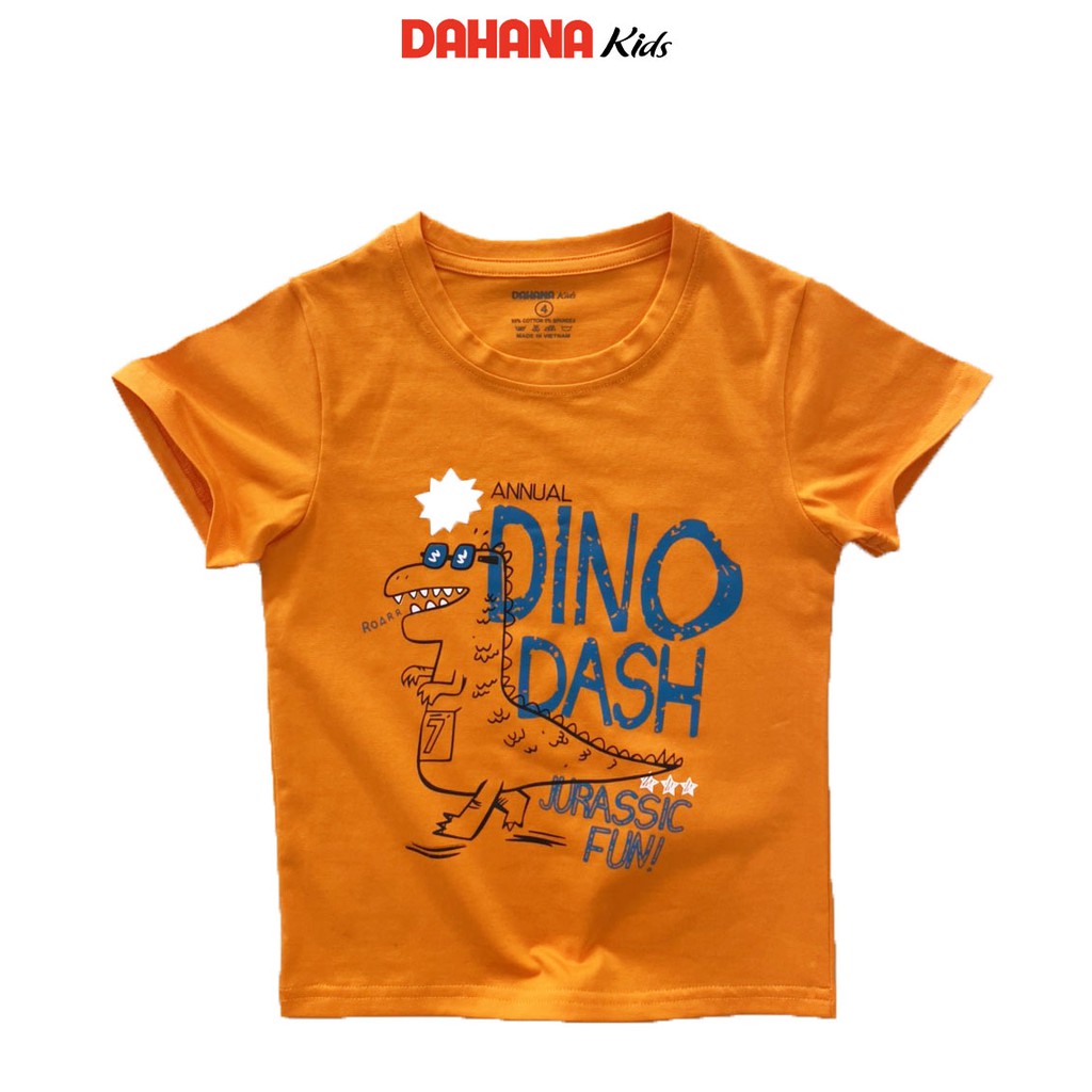 Áo Cộc Tay Bé Trai DAHANA Kids - Áo Phông Cộc Tay Thun Cotton Cho Bé Trai 1-8 Tuổi Hình In DINO Độc Đáo