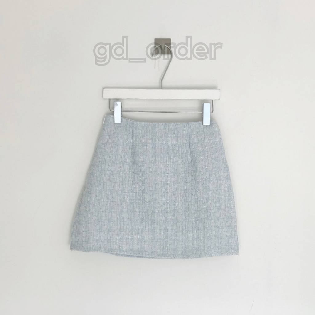 B54|Set bộ sang trọng áo croptop ngắn tay thanh lịch, váy chữ A cạp cao màu xanh gd_order