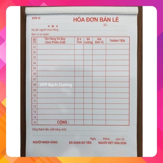 Hóa đơn 1 liên cỡ A5 (15cm x 20,5cm) giấy dày định lượng 70gsm - 100 tờ/cuốn - cuốn