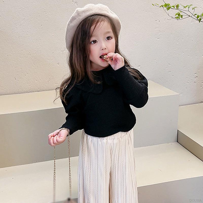 Áo tay phồng dài cổ tròn xinh xắn cho bé gái