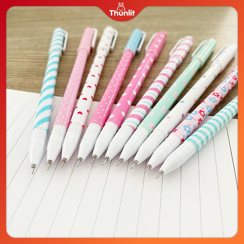 Bộ 10 bút gel màu Thunlit ngòi viết mượt 0.38mm với hoa văn dễ thương