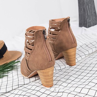 Giày boot cao gót đế vuông nữ