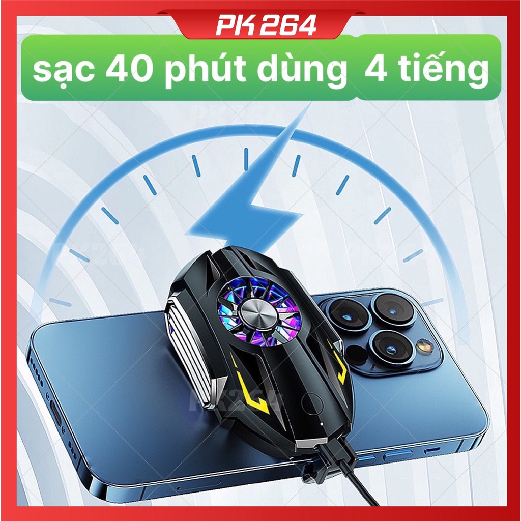 Quạt tản nhiệt Không dây dáng siêu xe Có Đèn led RGB Gấp Xách Tay Pin sạc dùng cho điện thoại di động phiên bản mới ra