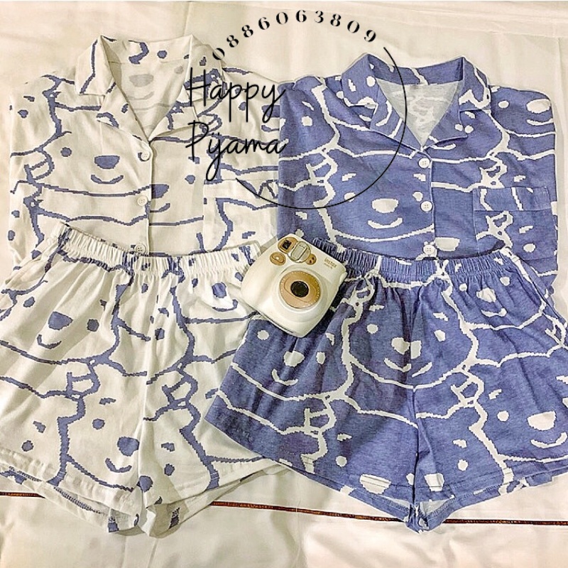 Bộ ngủ Pijama Cotton Hình Gấu CỰC HOT Hai Màu Xanh, Trắng | BigBuy360 - bigbuy360.vn