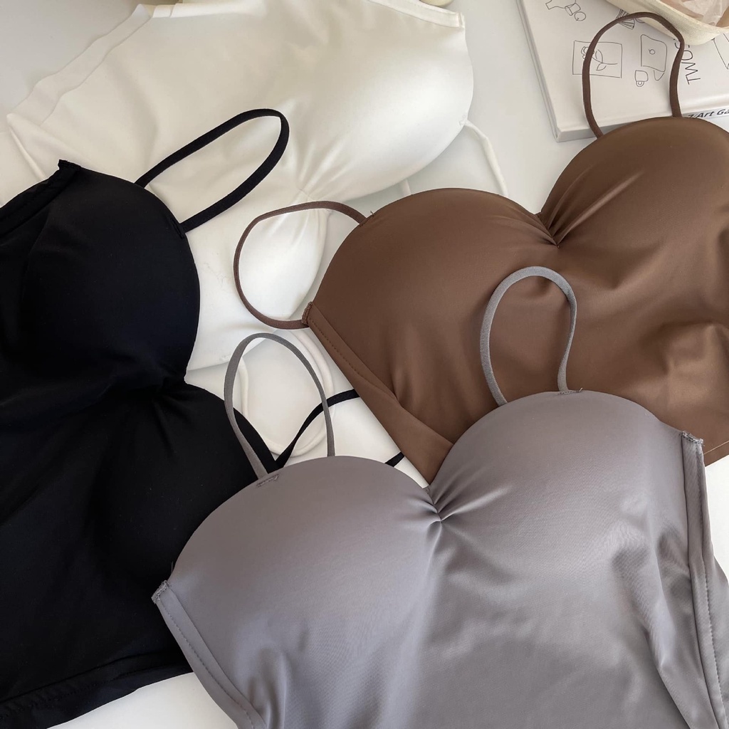 Áo Bra Đúc Su Hai Dây Mảnh Dáng Dài Nhún Ngực Kèm Mút Đệm 558