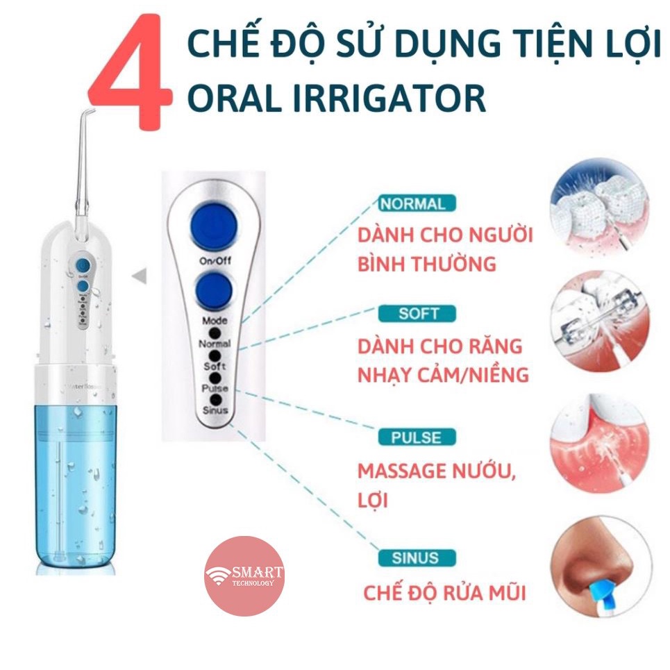 Máy tăm nước Oral Irrigator(WaterFlosser) Phiên bản mới 4 chế độ ( có bảo hành) Oral Irrigator