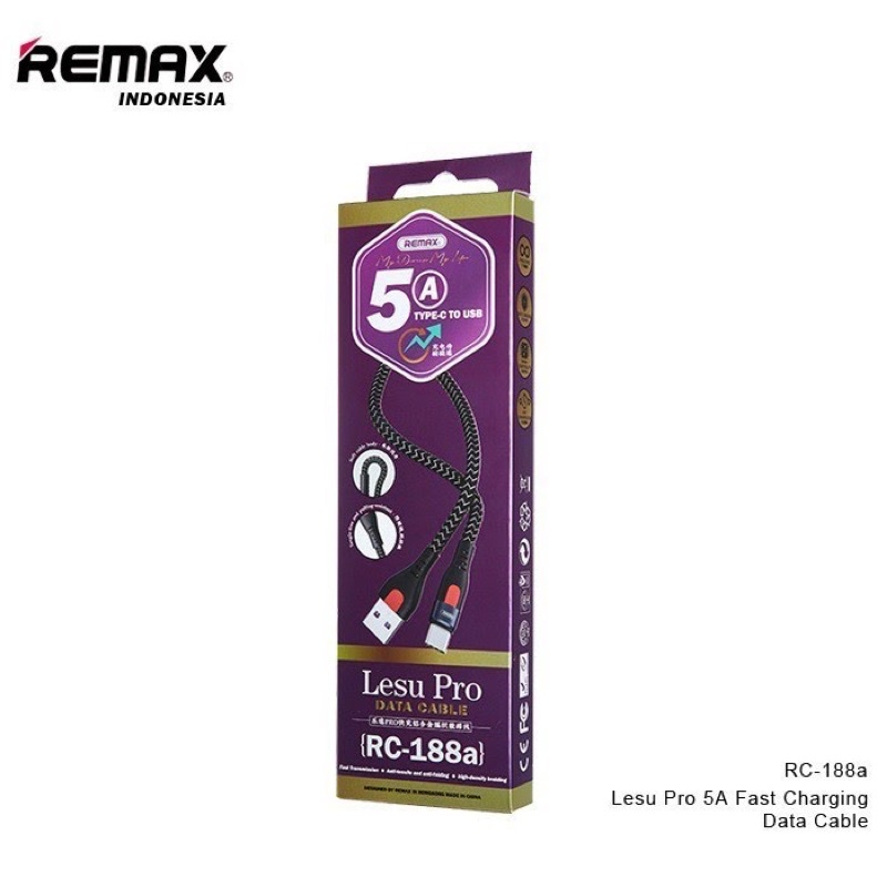 Cáp sạc nhanh REMAX RC-188a (chân Type C). Dòng sạc 5A sạc siêu nhanh