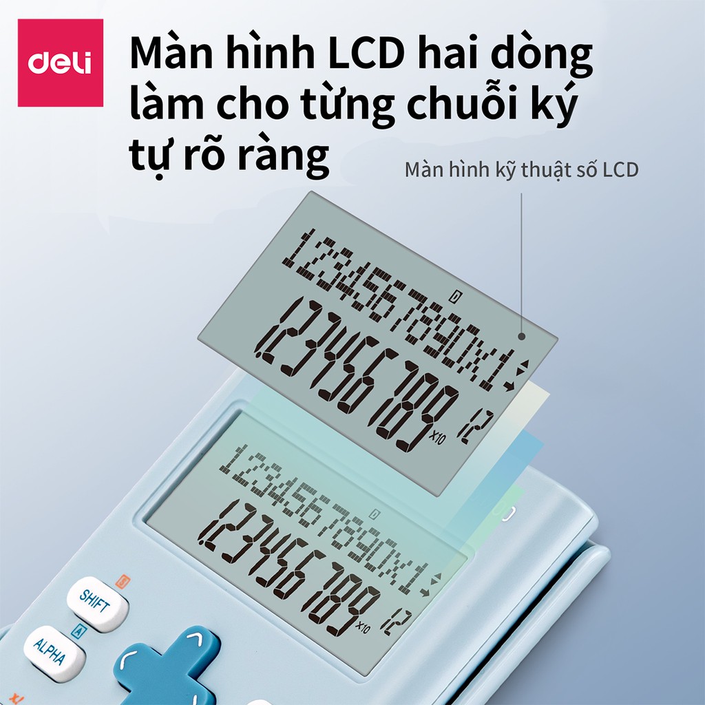 Máy tính kỹ thuật học sinh Deli -Xanh/ Hồng/ Trắng - 1700