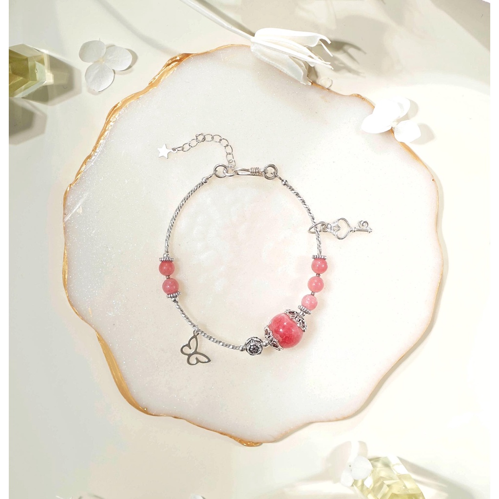 Vòng tay bạc 925 Joven đá đào hoa