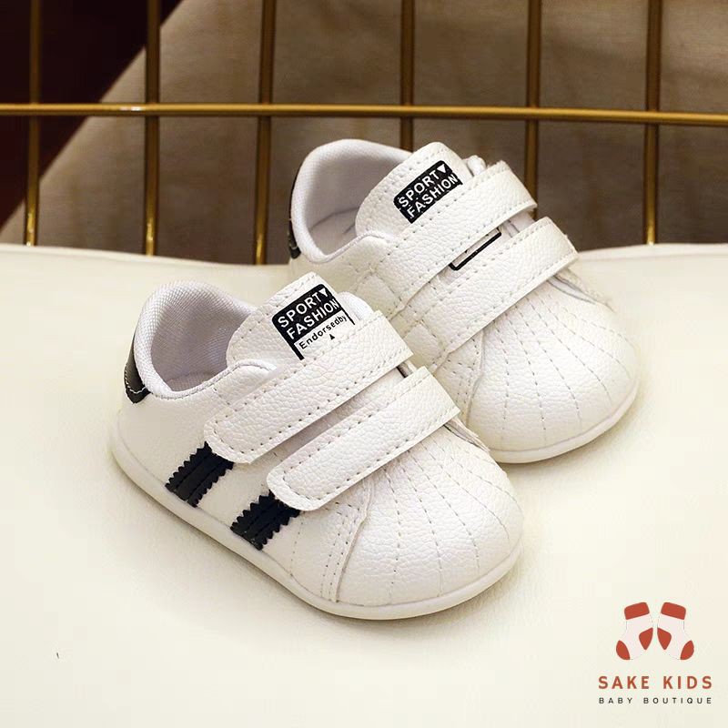 Giày tập đi cho bé trai bé gái, Giày thể thao cho bé tập đi quai dán 2 vạch đế cao su mềm siêu nhẹ êm chân M1806