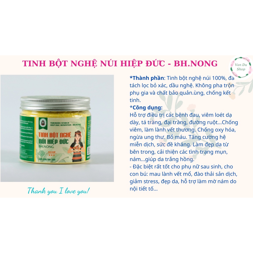 TINH BỘT NGHỆ NÚI HIỆP ĐỨC - BH.NONG(Khối lượng: 200g)