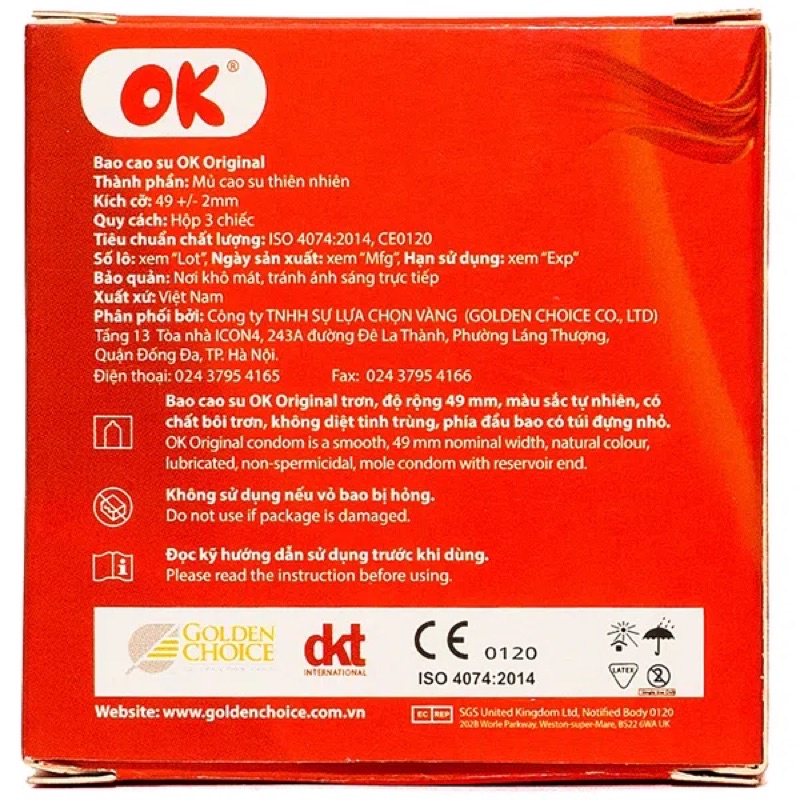 Bao Cao Su OK Original - 49mm Hộp 12 - hộp 3 - Và lẻ 1 bcs