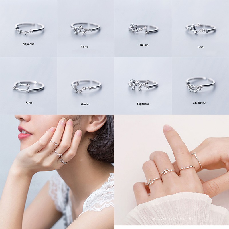 Nhẫn Gmai Zodic mạ bạc 925 đính đá Zircon thời trang cho nữ