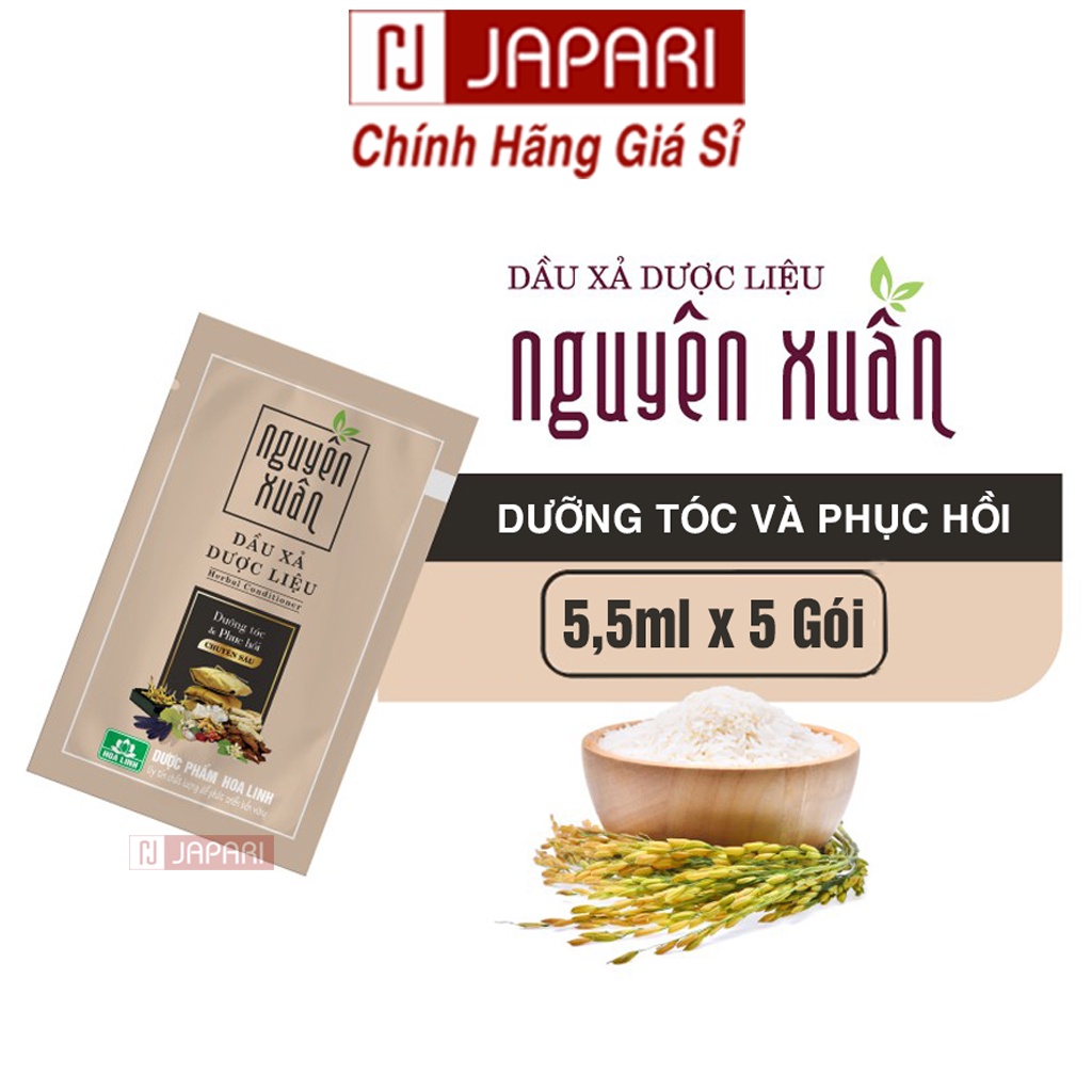 Dầu Xả Nguyên Xuân Vàng Bồng Bềnh Gói Và Chai - Dầu Xả Tóc Nam Nữ Thảo Dược Liệu Nguyên Xuân Dưỡng Tóc Thơm Mượt Japari