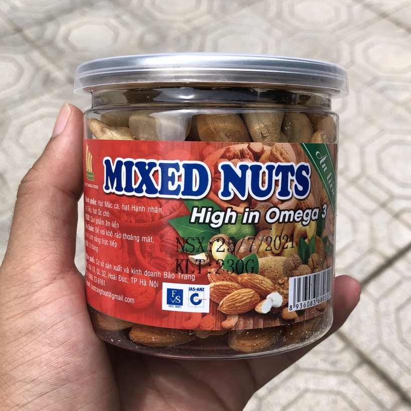 Hạt dinh dưỡng Mixed Nuts 240g (OMEGA3) 4 loại hạt: Macca, hạnh nhân, óc chó, hạt điều  đã sấy chín, tách vỏ IMINT FODD
