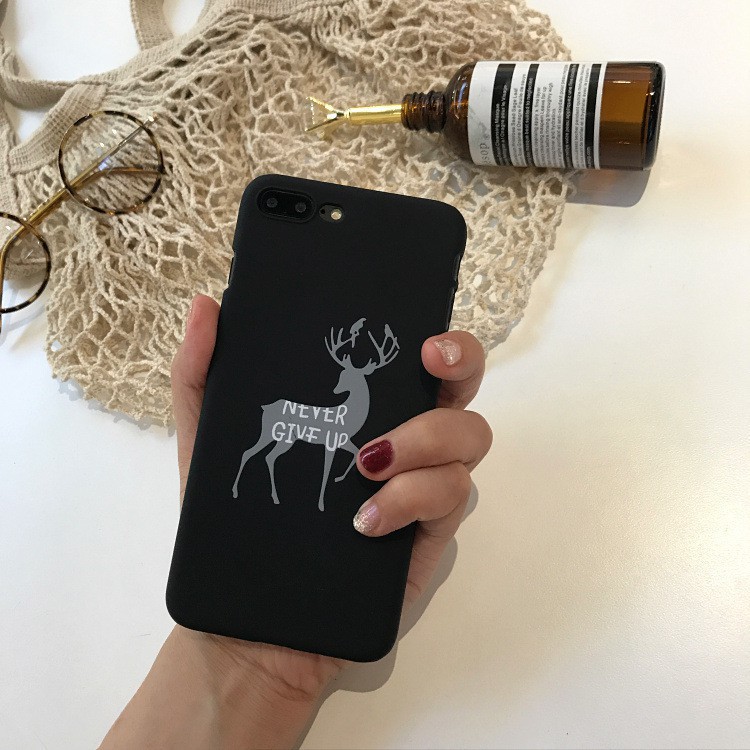 [Free Ship 99k] Ốp lưng điện thoại nhựa cứng iPhone 6 6s 7 8 Plus 7Plus  màu đen và đỏ rượu vang hình nai