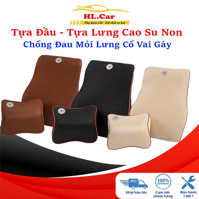 Gối Tựa Đầu Ô Tô - Bộ Gối Tựa Đầu Và Tựa Lưng Cao Su Cao Cấp,Chống Đau Mỏi Cổ Vai Cột Sống Lưng Hiệu Quả