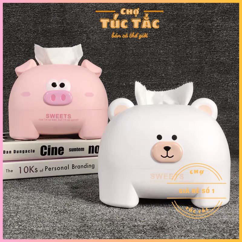 Hộp đựng giấy ăn - Hộp giấy ăn hình Gấu, Lợn cute - Chợ Túc Tắc