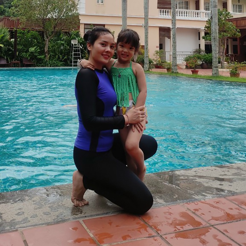 Đồ bơi nữ kín đáo bikini 2 mảnh quần dài tay dài dành cho học sinh thun lạnh DBN011