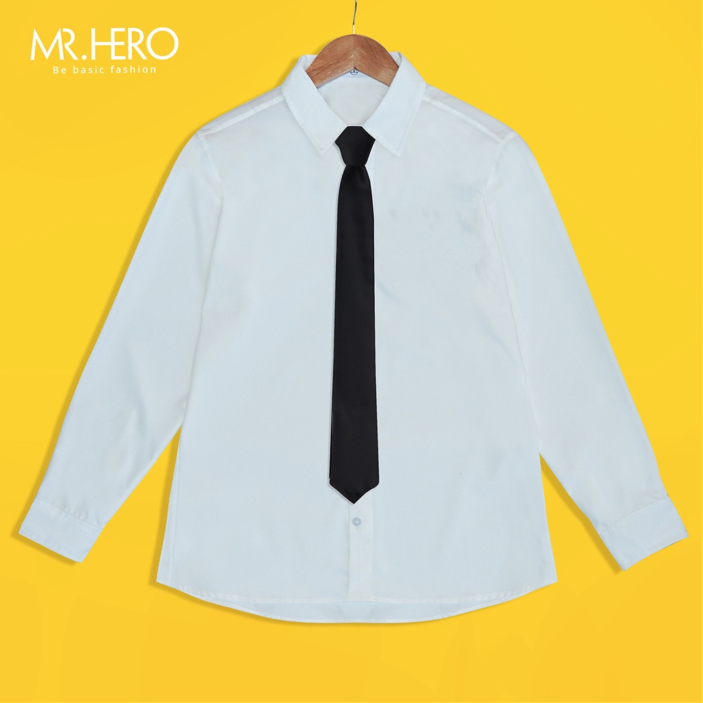 Áo Sơ Mi Màu Trắng Cà Vạt Form Rộng Mrhero Cổ Bẻ Dài Tay Phong Cách Hàn Quốc KB025 M.RO