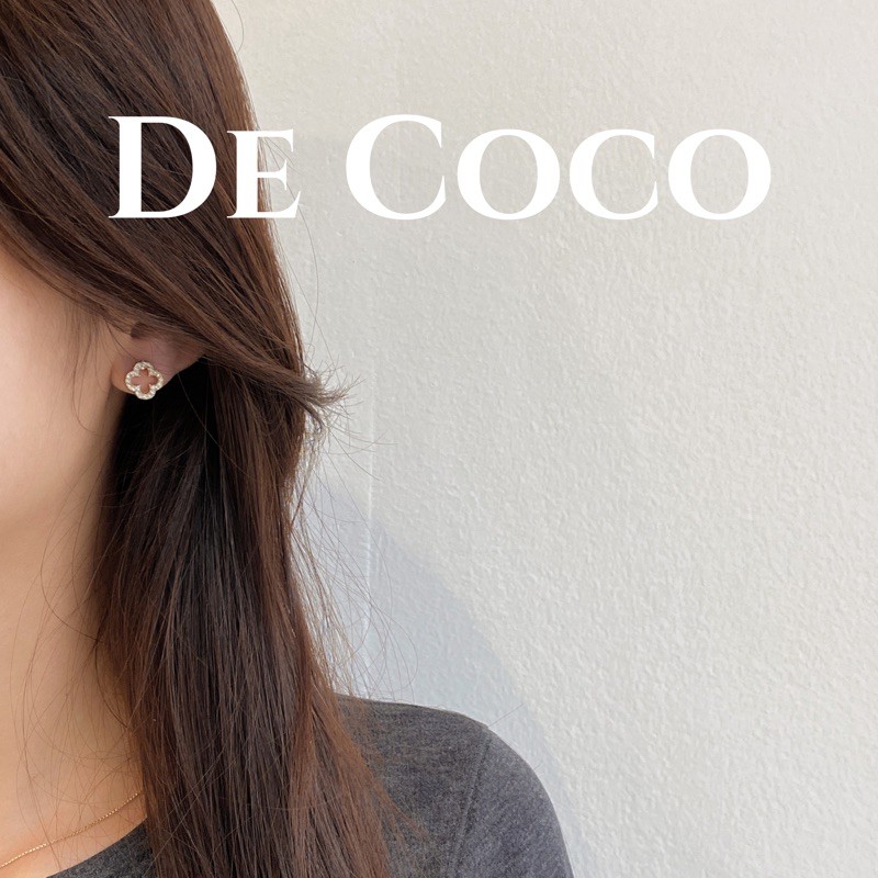 Khuyên tai bông tai cỏ 4 lá đính đá De Coco