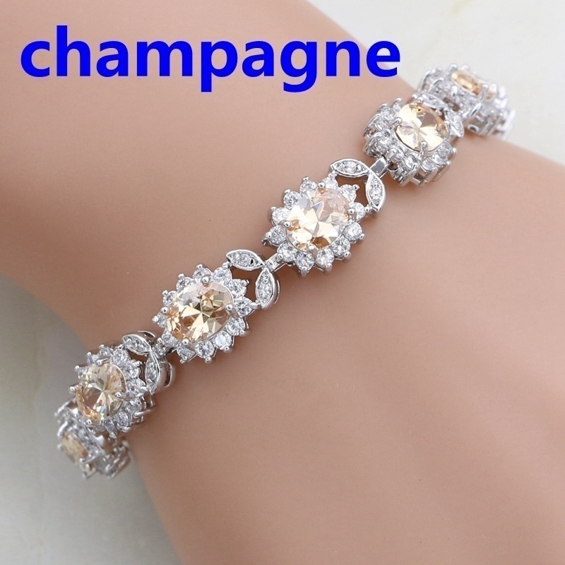 Vòng Tay Bạc Lấp Lánh Hình Oval Cho Nữ