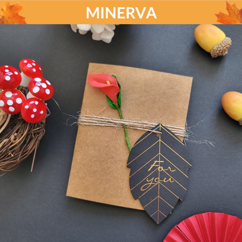Thiệp gấp hoa kèm tag lời chúc 9x7.5cm HM010 - thiệp chúc mừng ngày lễ tình nhân , valentine , 8/3