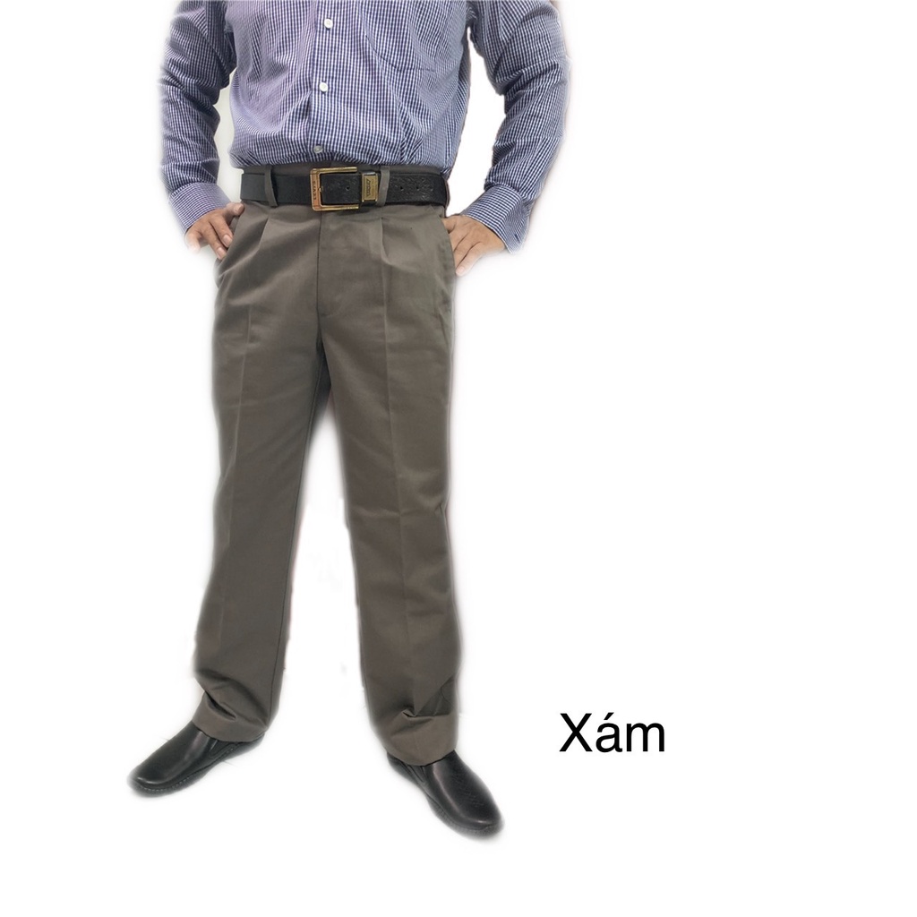 Quần kaki nam trung niên ống suông xếp ly sang trọng trang nhã - Xưởng may Phúc Hằng