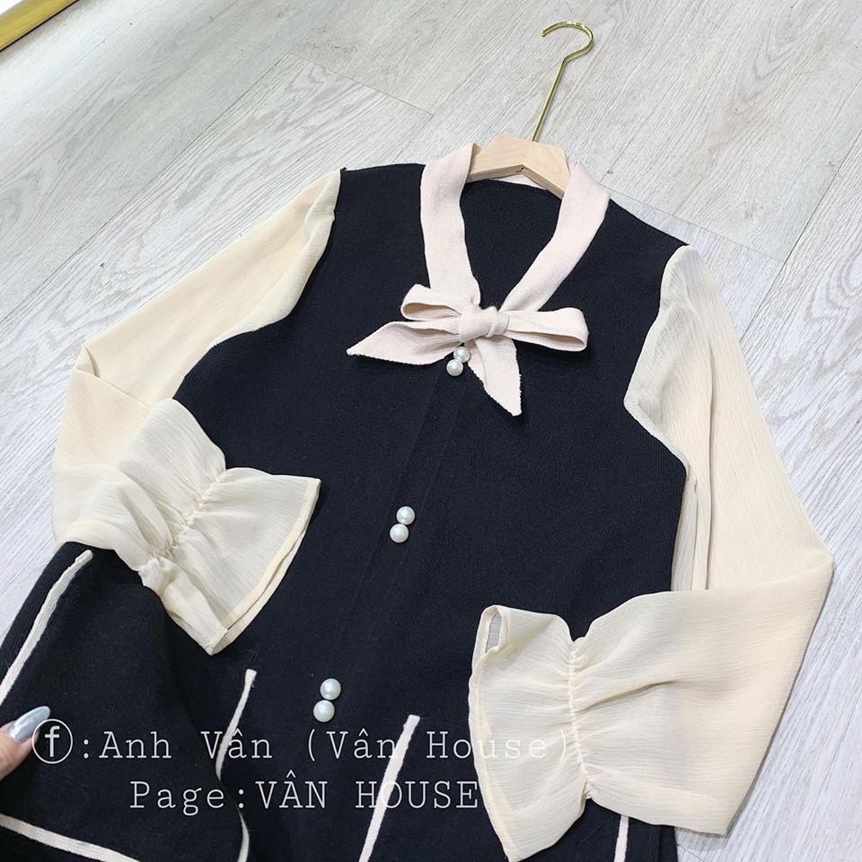 Váy GIẢ YẾM CỔ NƠ PHỐI TAY